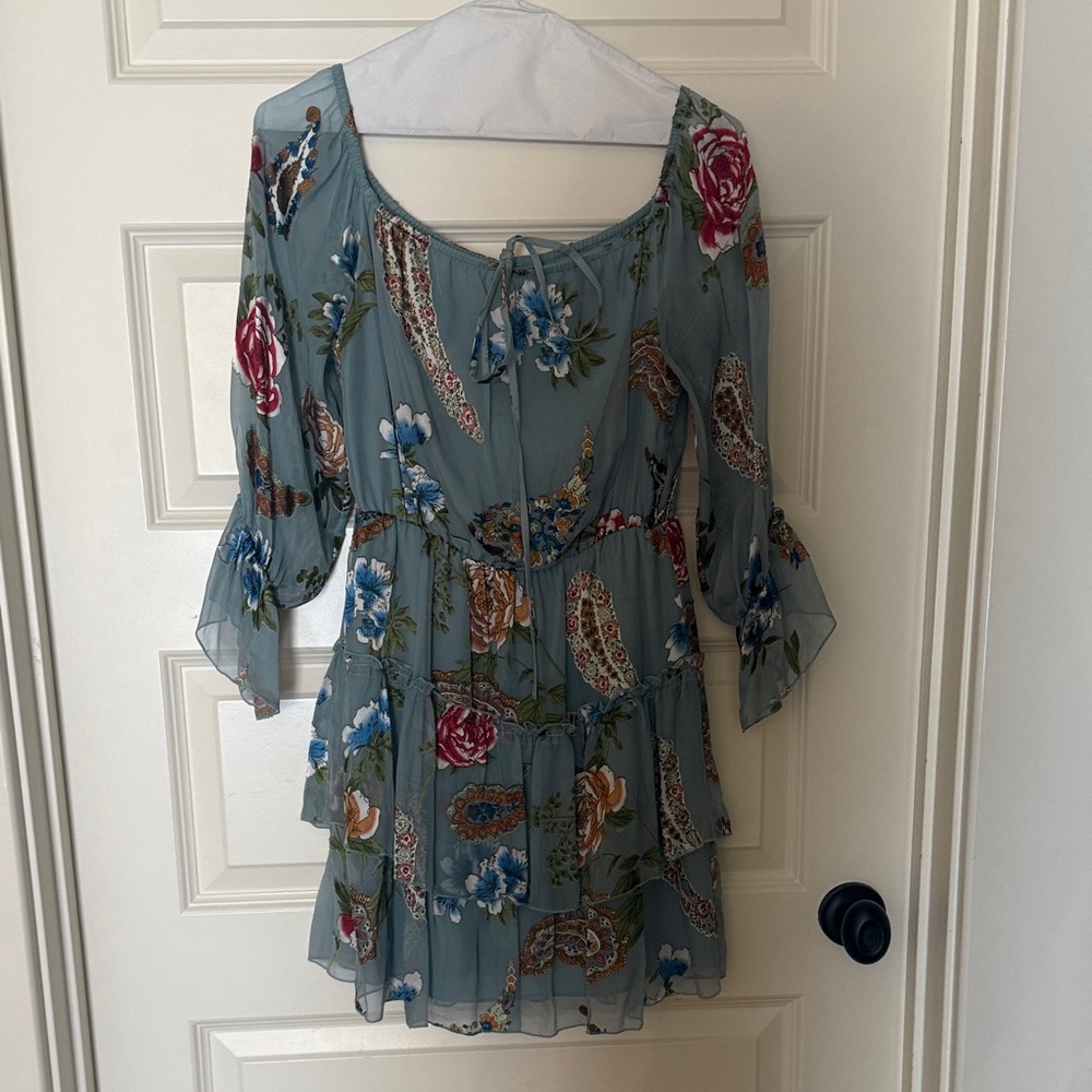 Alice + Olivia Blue Floral Tiered dress